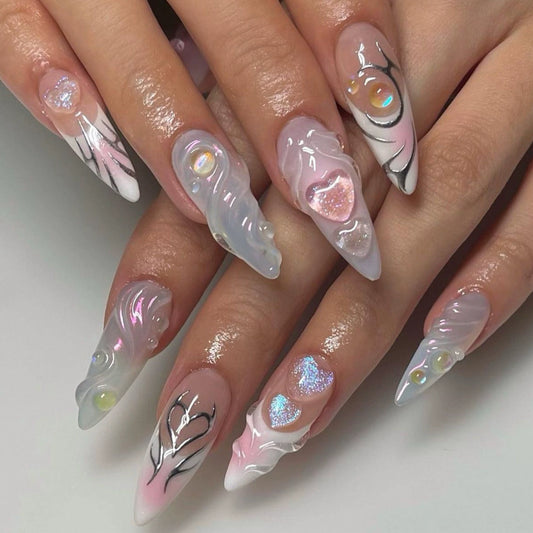 Holo - Heart Nails